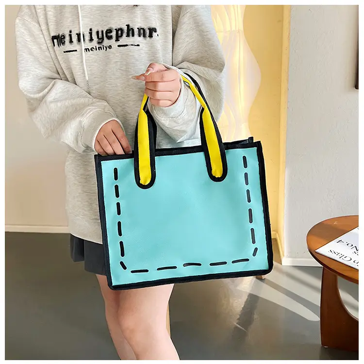 2023 Cartoon Japanese Girl Canvas Shoulder Bag Yellow Green — feature 30