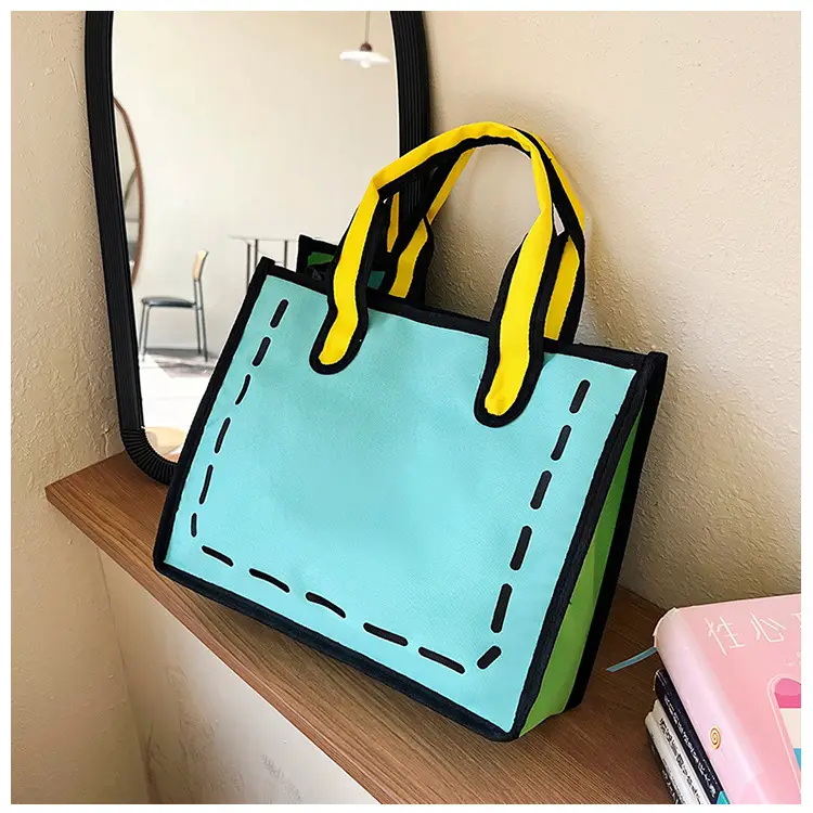2023 Cartoon Japanese Girl Canvas Shoulder Bag Yellow Green — feature 34