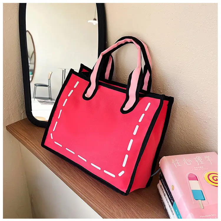 2023 Cartoon Japanese Girl Canvas Shoulder Bag Yellow Green — feature 38