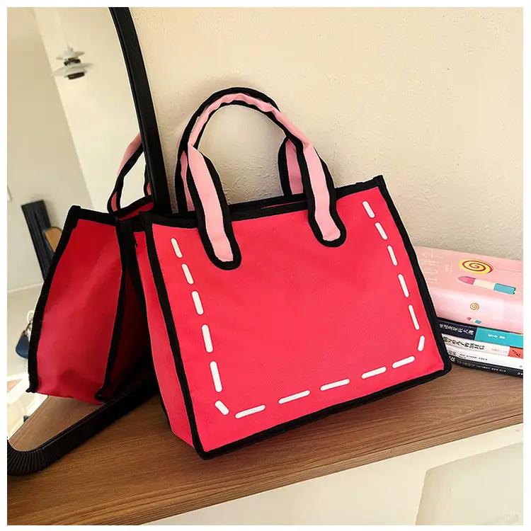 2023 Cartoon Japanese Girl Canvas Shoulder Bag Yellow Green — feature 40