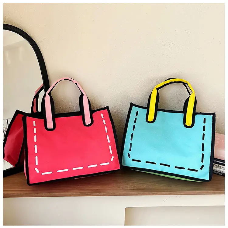 2023 Cartoon Japanese Girl Canvas Shoulder Bag Yellow Green — feature 41