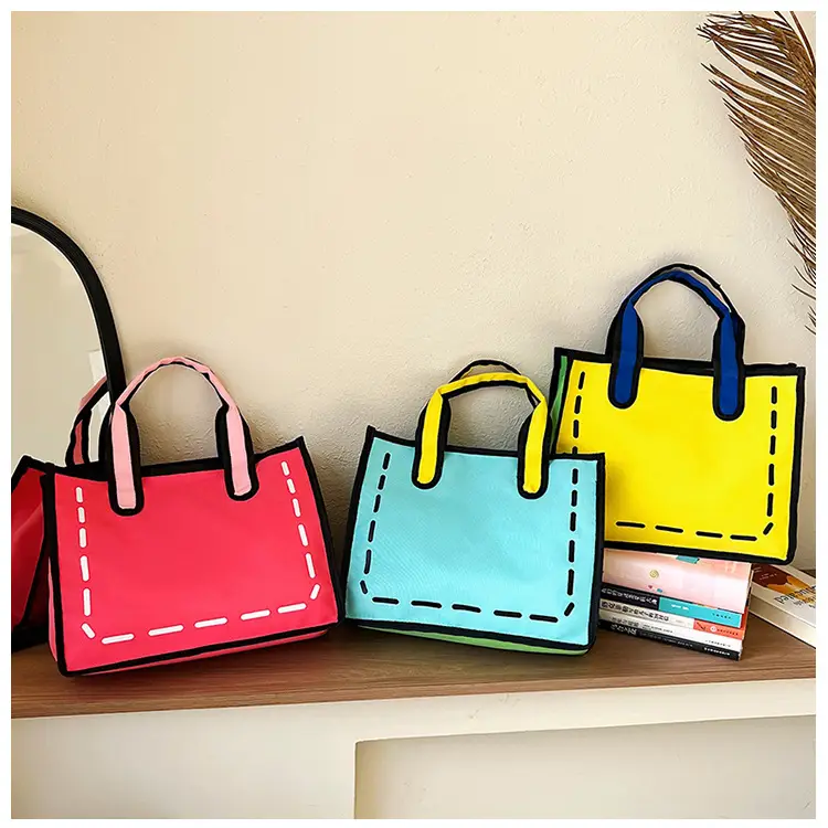 2023 Cartoon Japanese Girl Canvas Shoulder Bag Yellow Green — feature 42