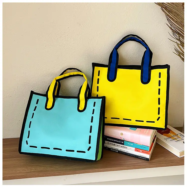 2023 Cartoon Japanese Girl Canvas Shoulder Bag Yellow Green — feature 44