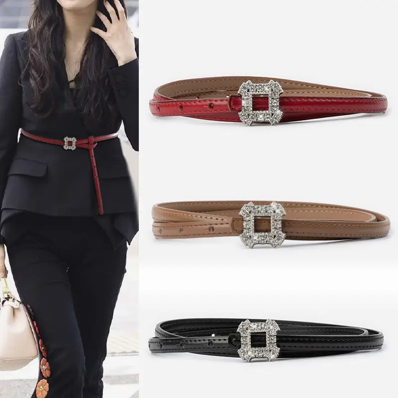 Women's Diamond-Encrusted Belted Belt with Jeans - Image 16