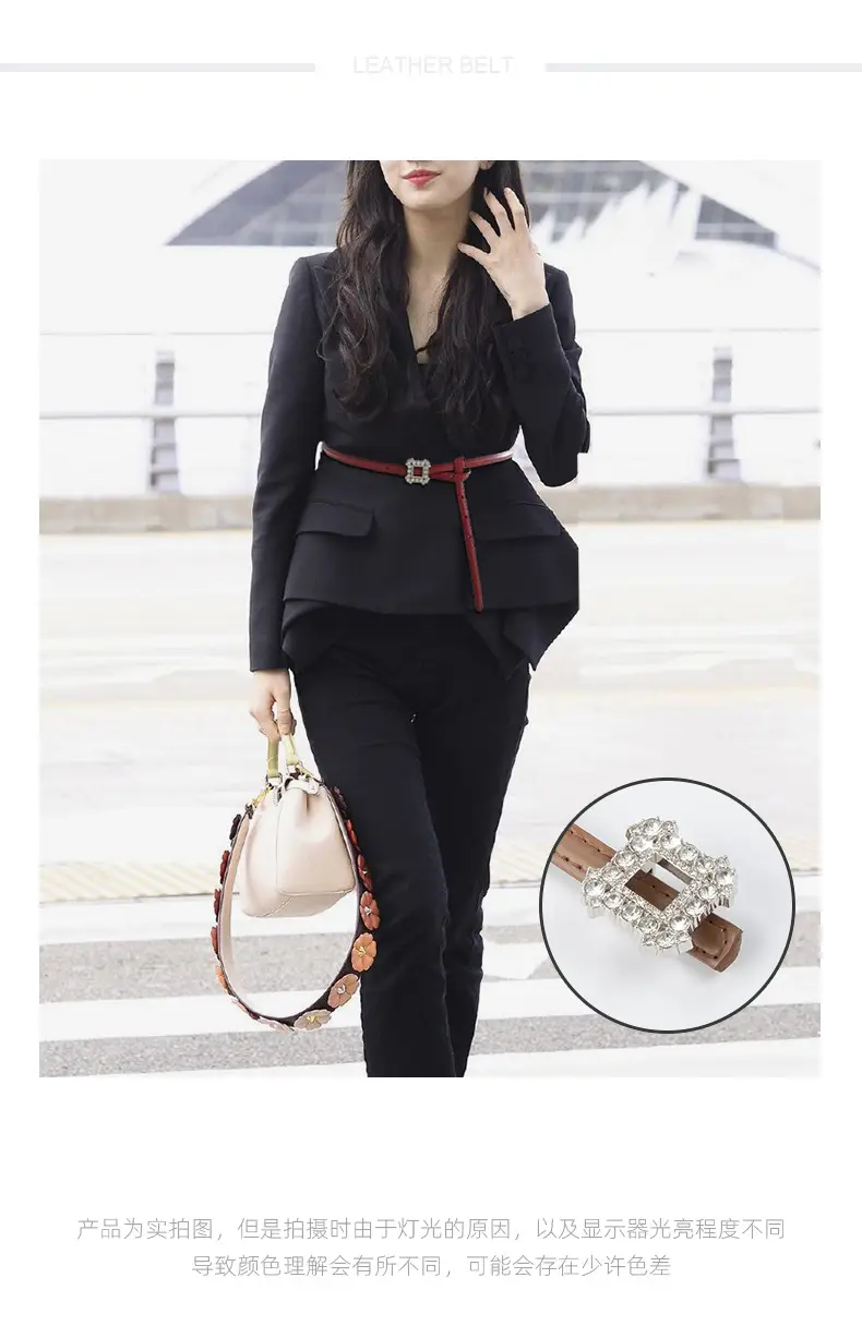 Women's Diamond-Encrusted Belted Belt with Jeans — feature 2