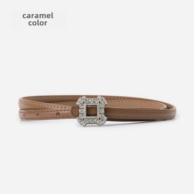 Women's Diamond-Encrusted Belted Belt with Jeans - Image 3