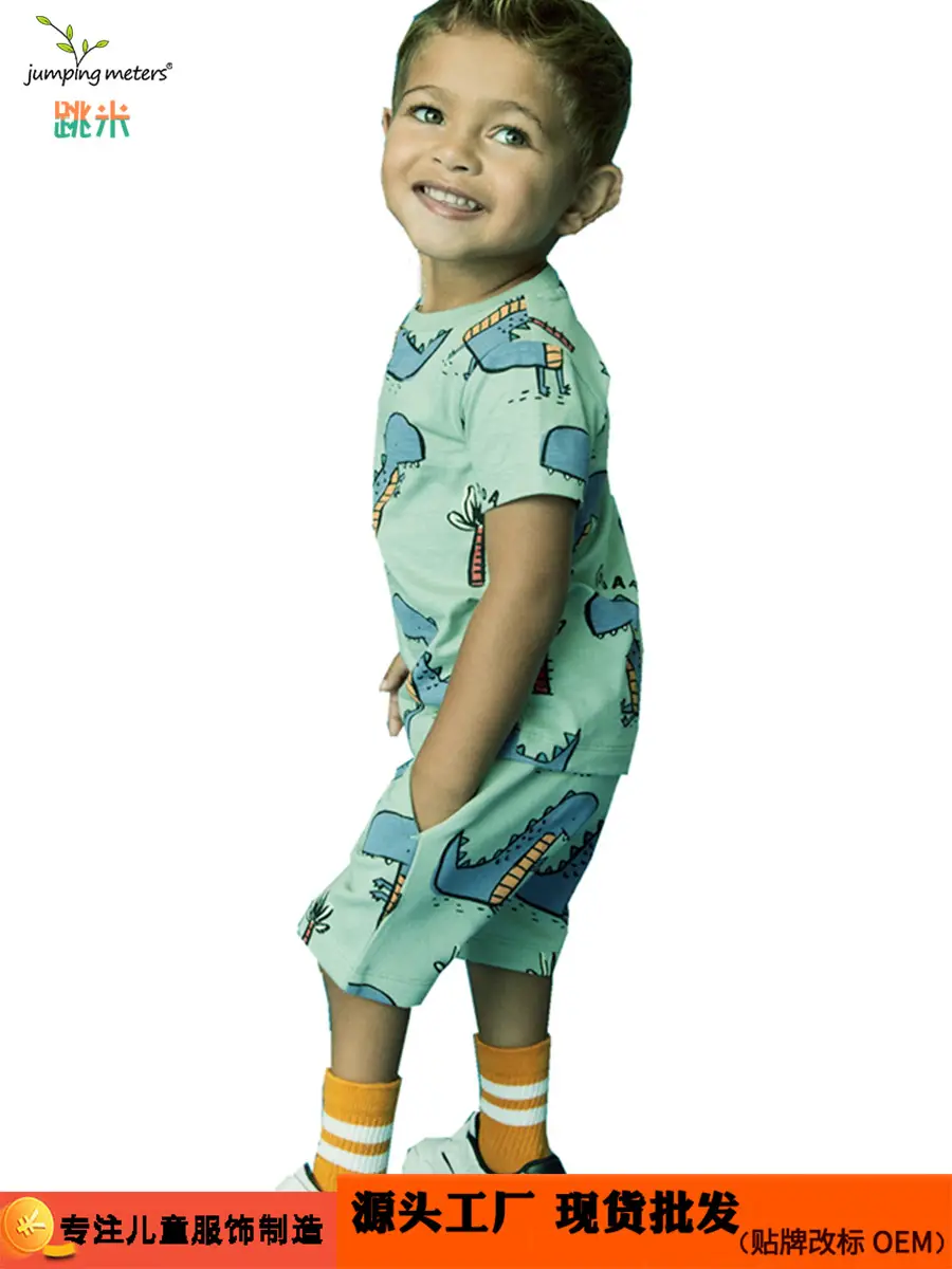 Boys Cartoon Dinosaur T-Shirt Shorts Set Light Blue - Image 4