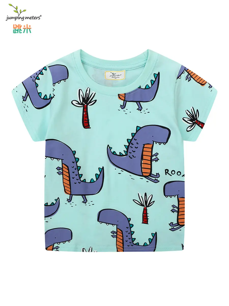 Boys Cartoon Dinosaur T-Shirt Shorts Set Light Blue - Image 5