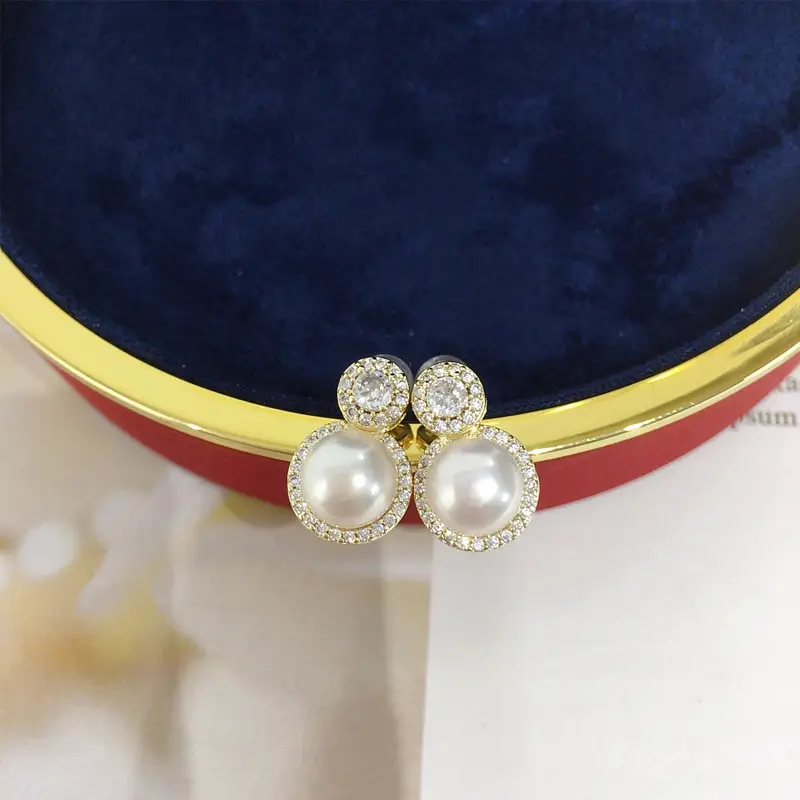 Princess Pearl Earrings 18K Gold S925 Sterling Silver - Image 4