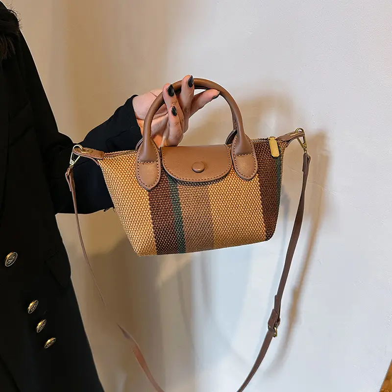 Women's Striped Handbag Black White 2024 Spring - Image 12