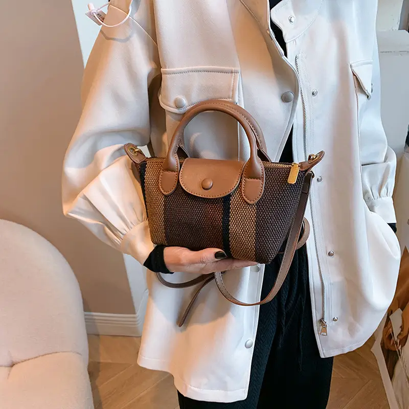 Women's Striped Handbag Black White 2024 Spring - Image 14