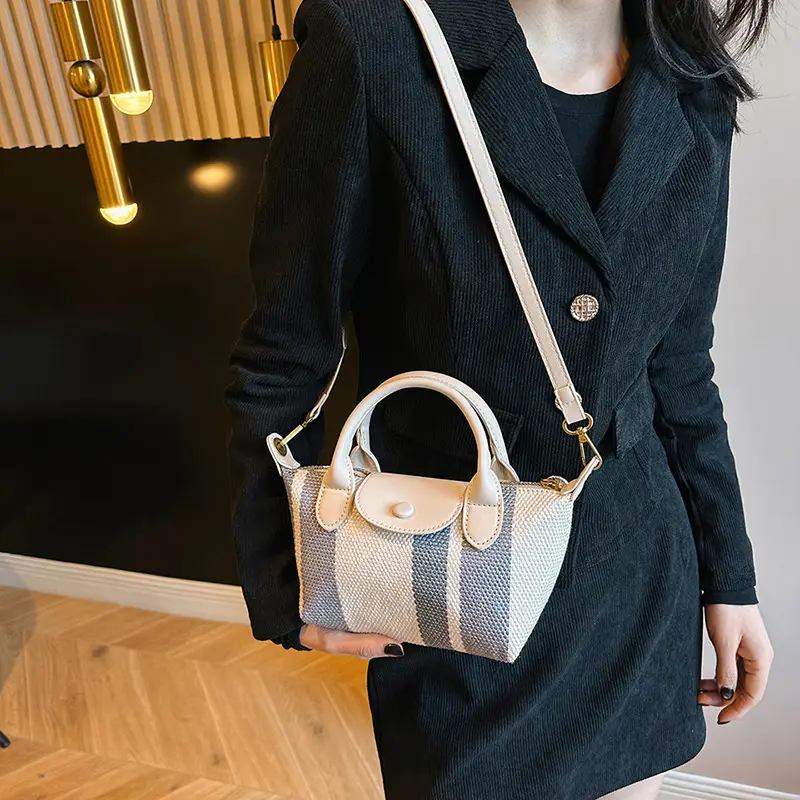 Women's Striped Handbag Black White 2024 Spring - Image 15