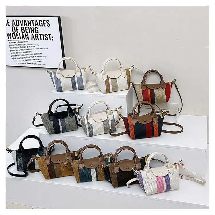 Women's Striped Handbag Black White 2024 Spring — feature 1