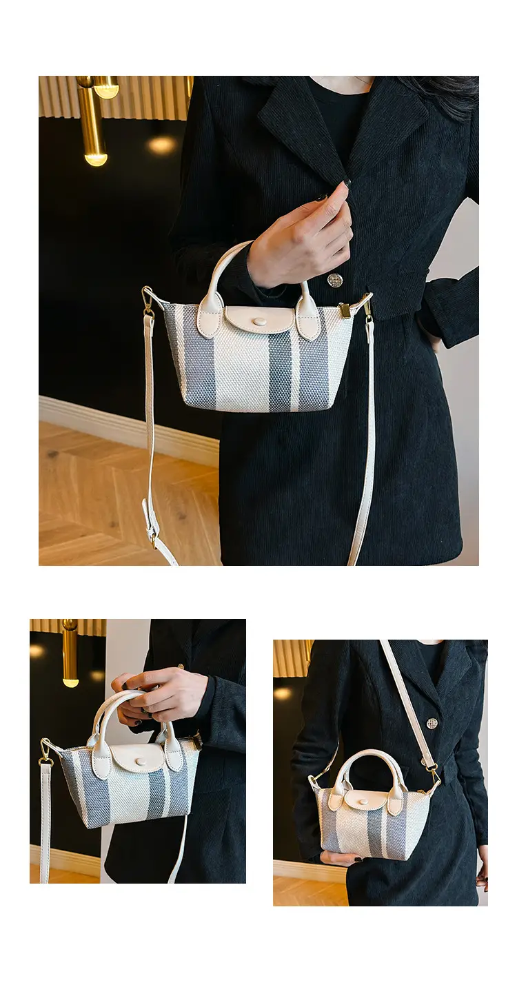 Women's Striped Handbag Black White 2024 Spring — feature 15