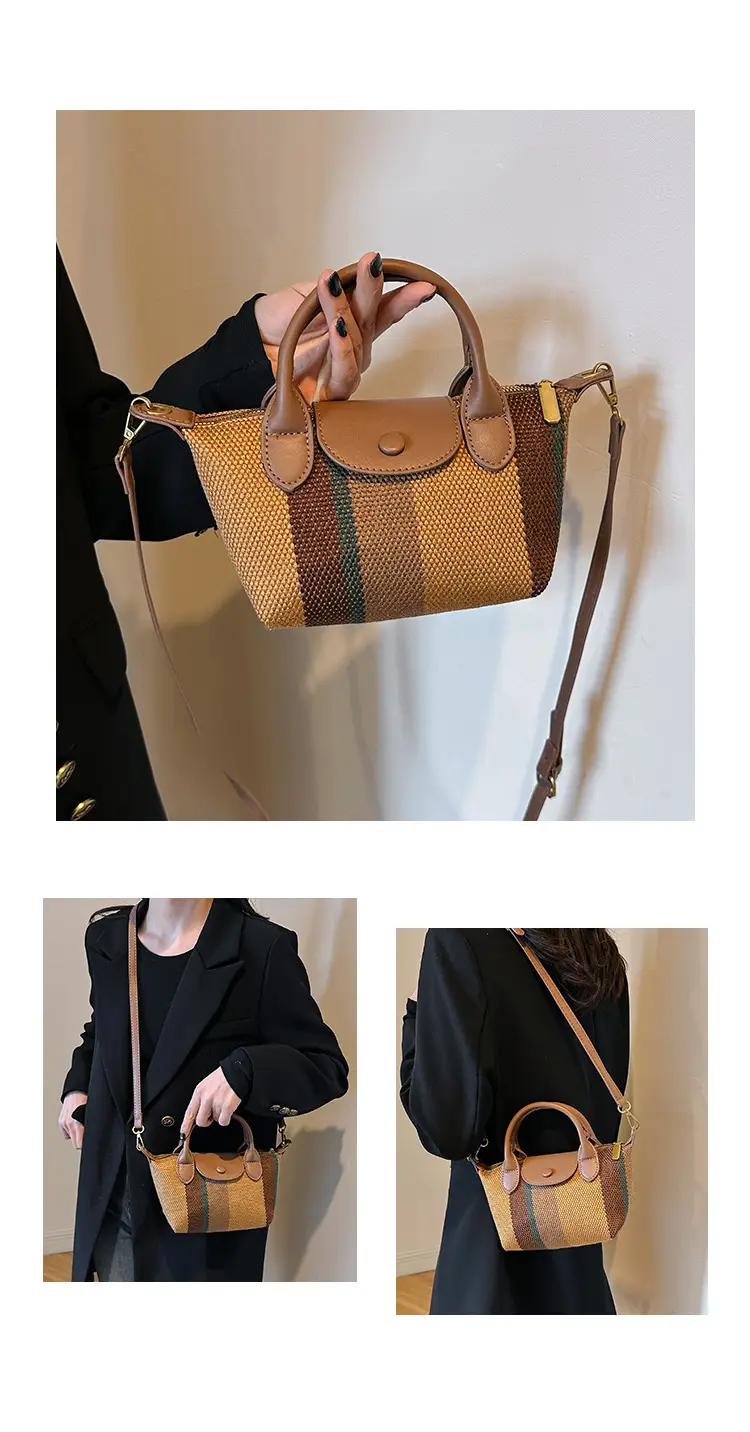Women's Striped Handbag Black White 2024 Spring — feature 17