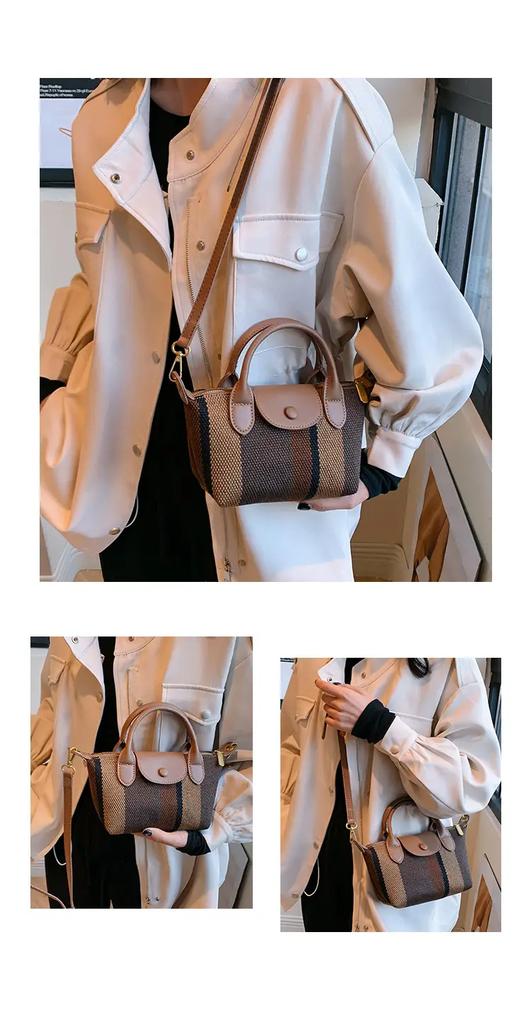 Women's Striped Handbag Black White 2024 Spring — feature 18