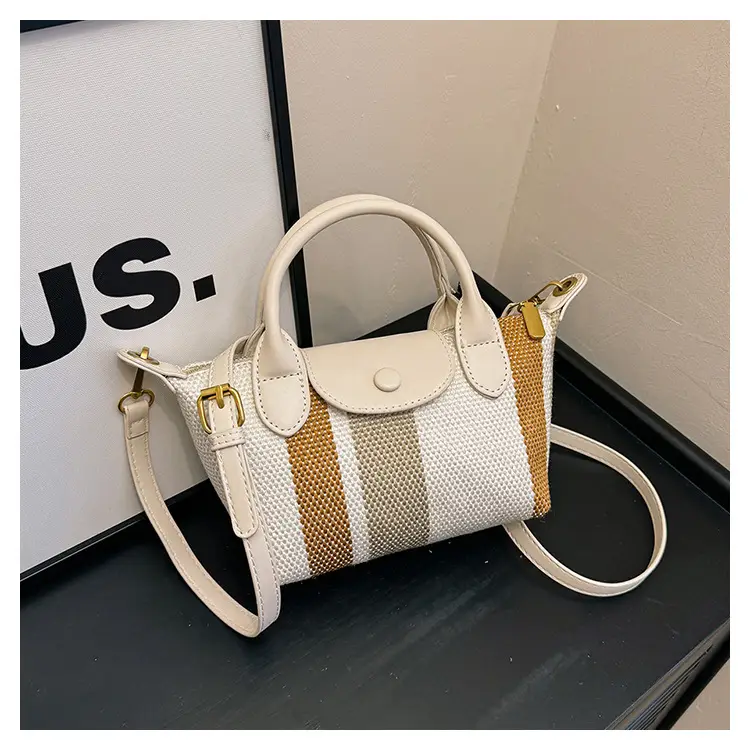 Women's Striped Handbag Black White 2024 Spring — feature 20