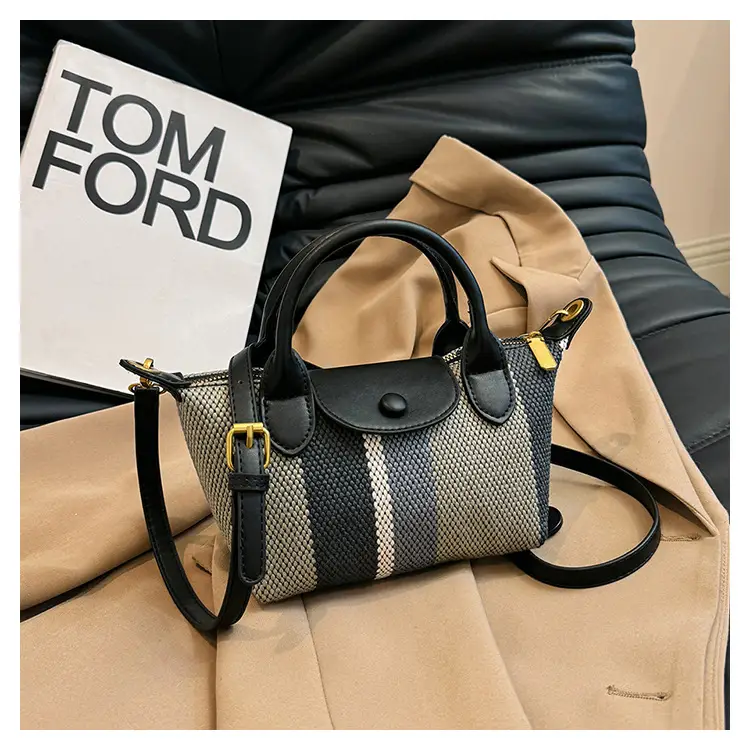 Women's Striped Handbag Black White 2024 Spring — feature 23