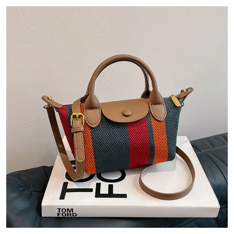 Women's Striped Handbag Black White 2024 Spring — feature 25