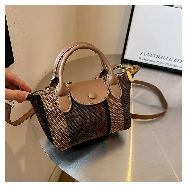 Women's Striped Handbag Black White 2024 Spring — feature 26