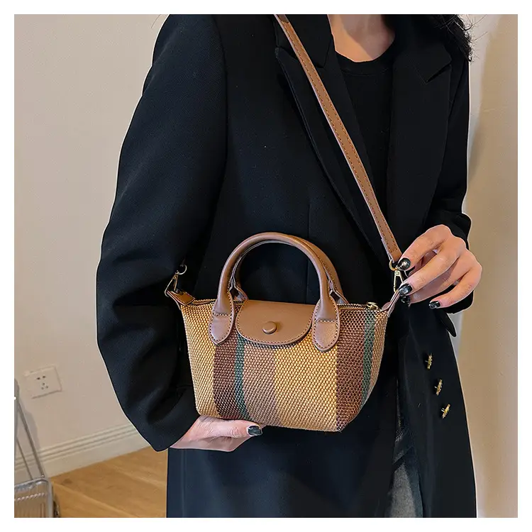 Women's Striped Handbag Black White 2024 Spring — feature 29