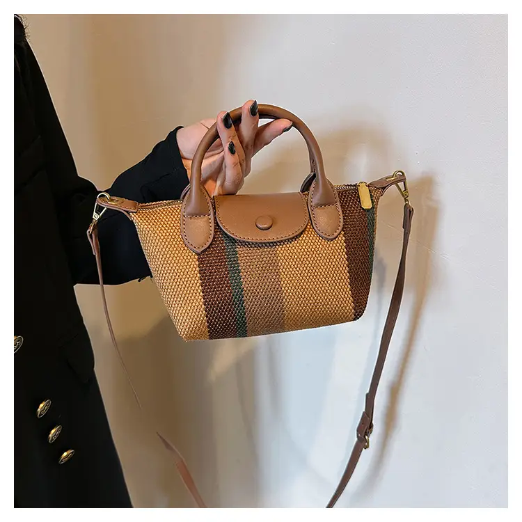 Women's Striped Handbag Black White 2024 Spring — feature 32
