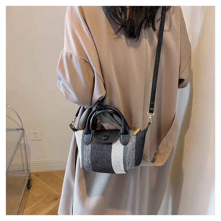 Women's Striped Handbag Black White 2024 Spring — feature 33