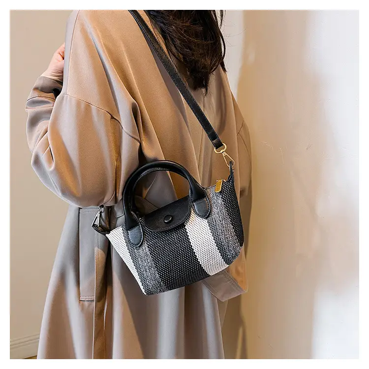 Women's Striped Handbag Black White 2024 Spring — feature 35
