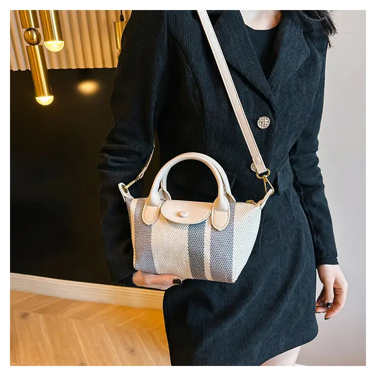 Women's Striped Handbag Black White 2024 Spring — feature 39