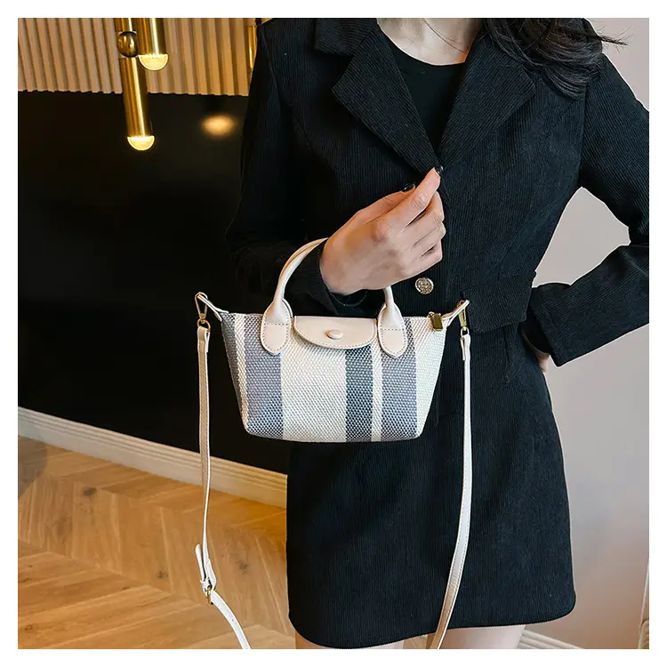 Women's Striped Handbag Black White 2024 Spring — feature 40