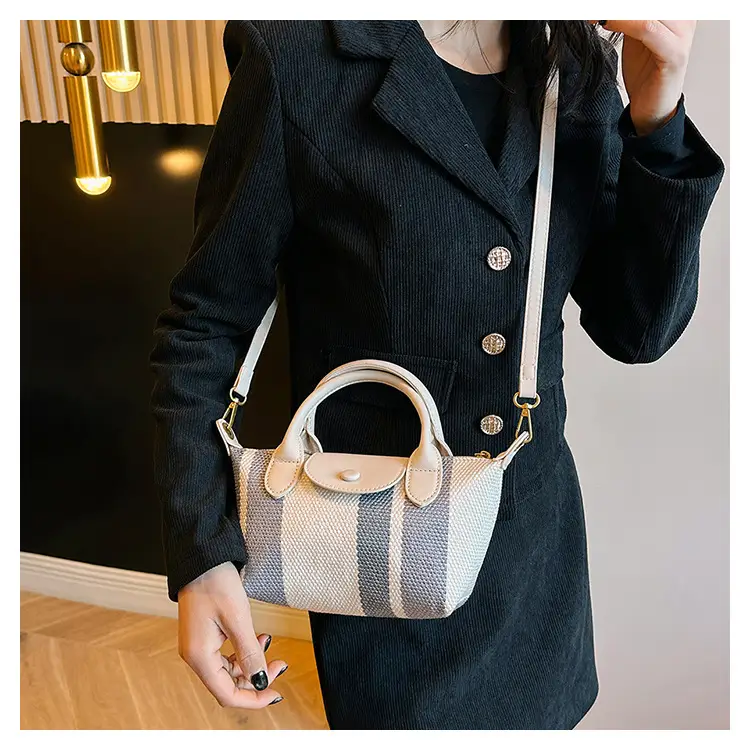 Women's Striped Handbag Black White 2024 Spring — feature 41