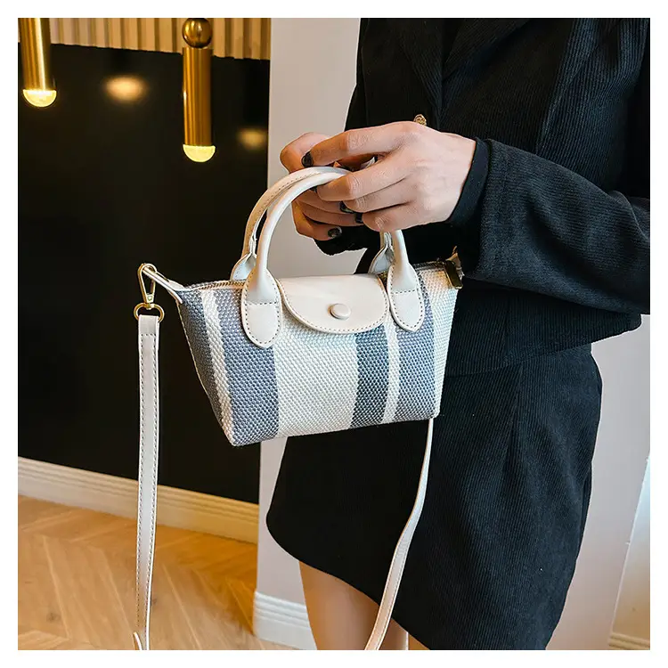 Women's Striped Handbag Black White 2024 Spring — feature 42