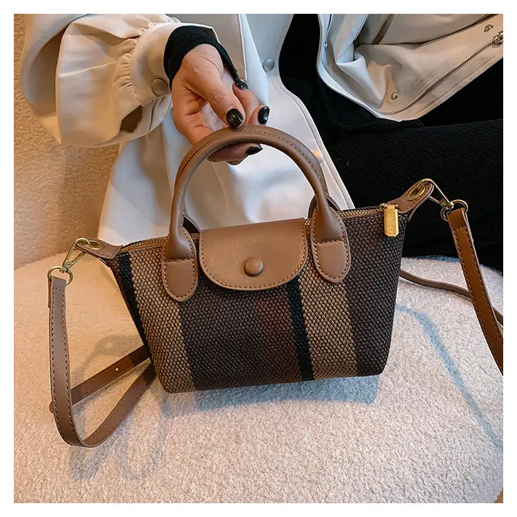 Women's Striped Handbag Black White 2024 Spring — feature 48