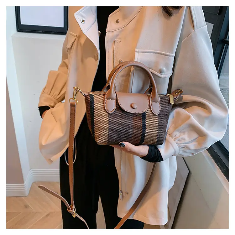 Women's Striped Handbag Black White 2024 Spring — feature 49