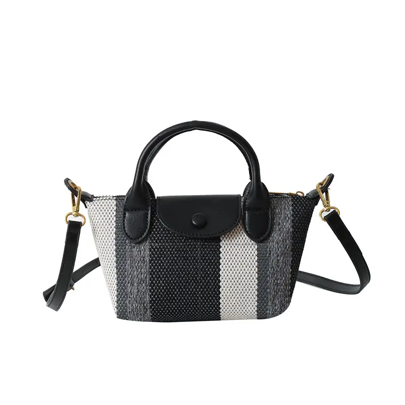 Women's Striped Handbag Black White 2024 Spring - Image 5