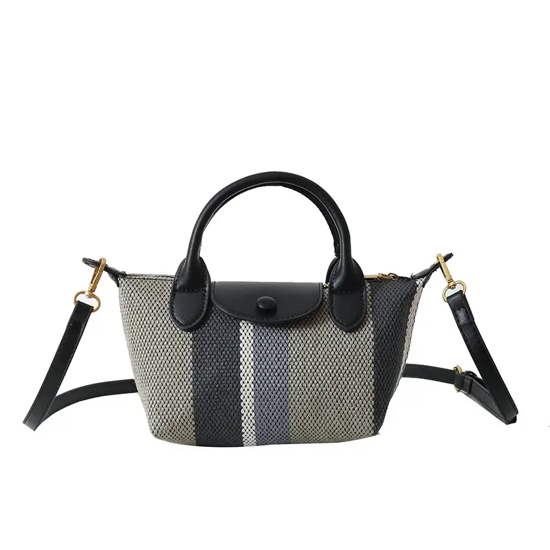 Women's Striped Handbag Black White 2024 Spring - Image 8