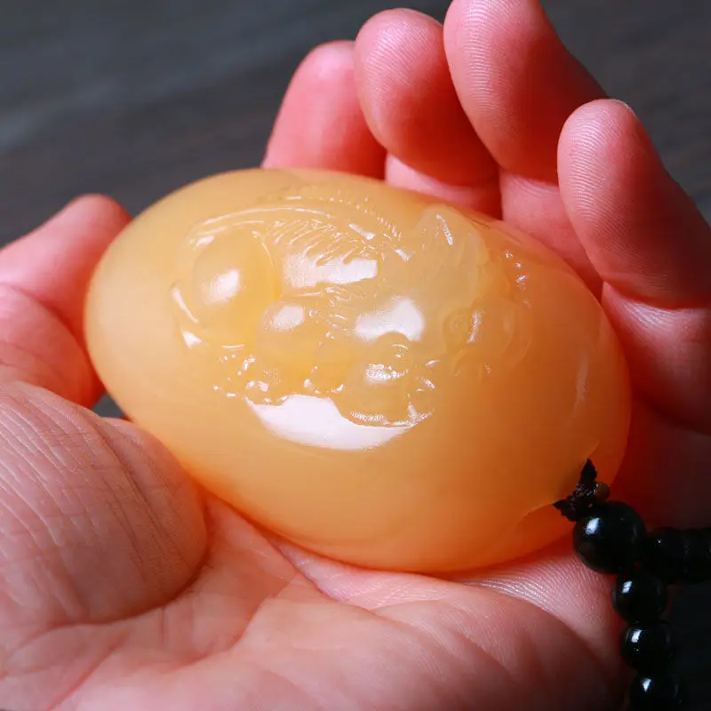 Yellow Jade Jade Handle Play Piece Lucky — feature 5