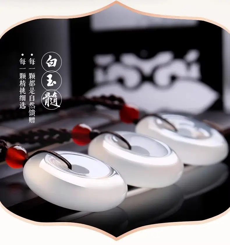 Ice White Chalcedony Peace Pendant for Men Women — feature 2