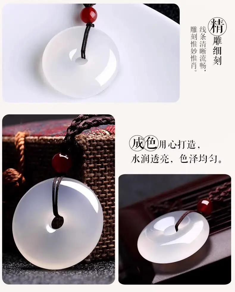 Ice White Chalcedony Peace Pendant for Men Women — feature 6
