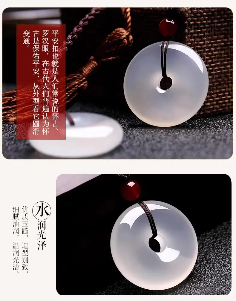 Ice White Chalcedony Peace Pendant for Men Women — feature 7