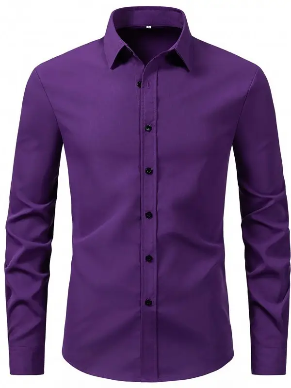 Men's Purple Long-Sleeve Lapel Shirt Business Casual - Image 14