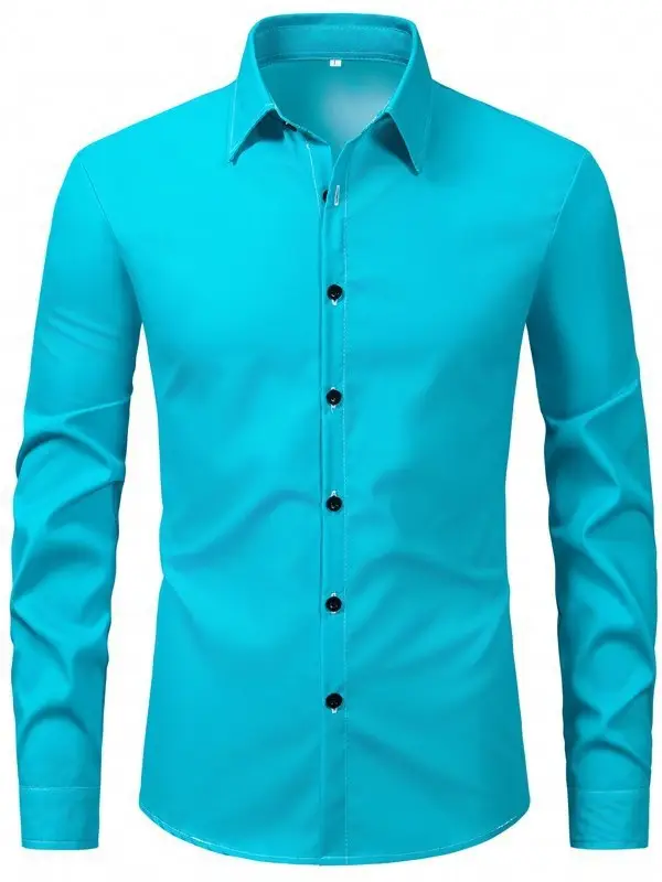 Men's Purple Long-Sleeve Lapel Shirt Business Casual - Image 16