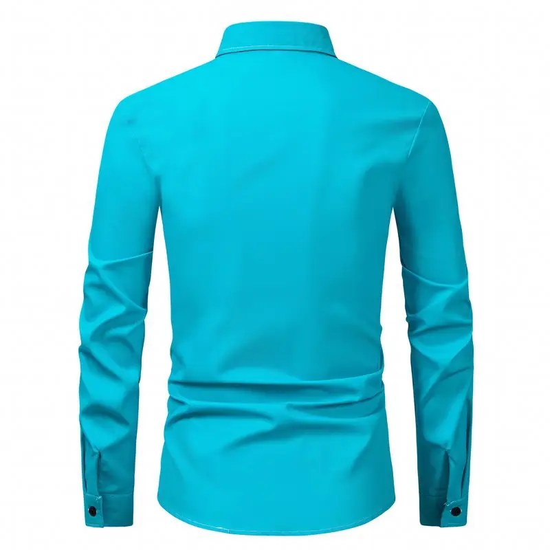 Men's Purple Long-Sleeve Lapel Shirt Business Casual — feature 15