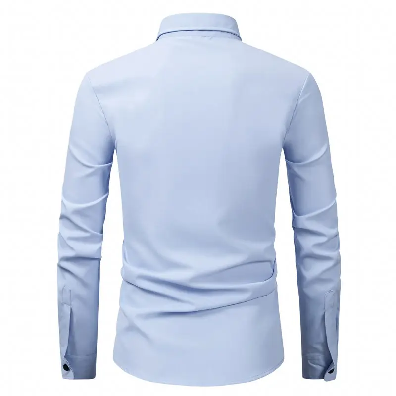 Men's Purple Long-Sleeve Lapel Shirt Business Casual — feature 23