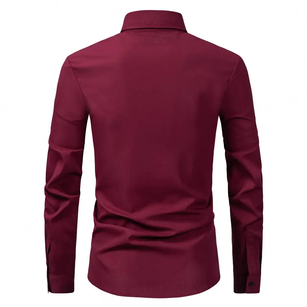 Men's Purple Long-Sleeve Lapel Shirt Business Casual — feature 35