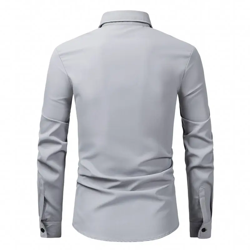 Men's Purple Long-Sleeve Lapel Shirt Business Casual — feature 39