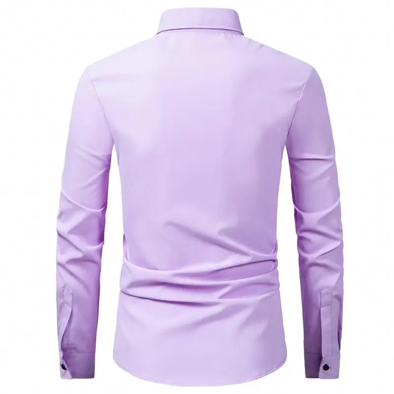 Men's Purple Long-Sleeve Lapel Shirt Business Casual — feature 43