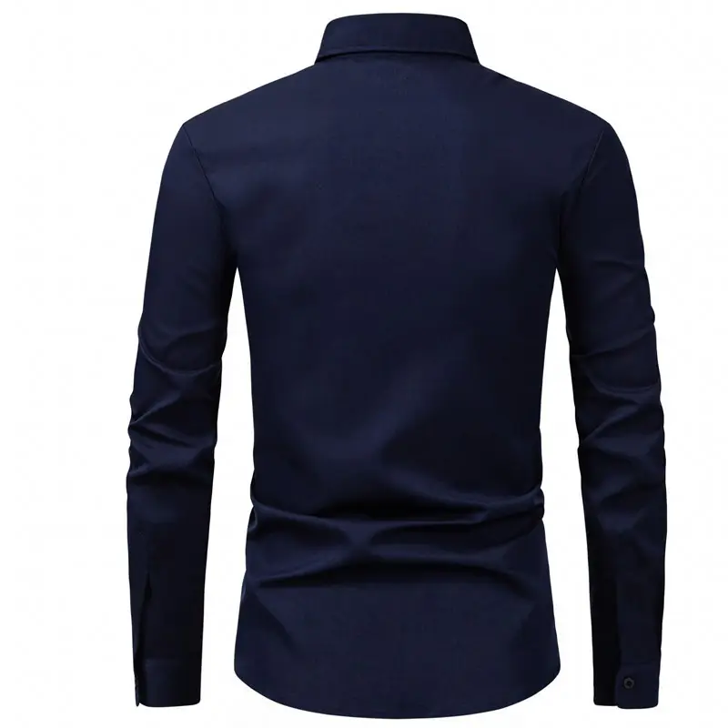 Men's Purple Long-Sleeve Lapel Shirt Business Casual — feature 47