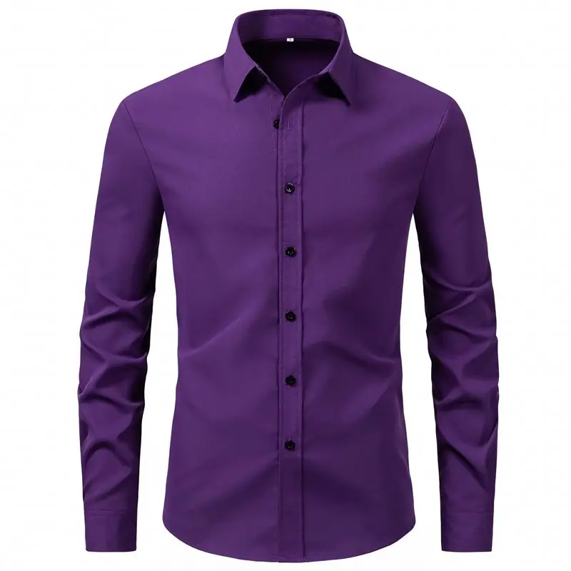 Men's Purple Long-Sleeve Lapel Shirt Business Casual - Image 10