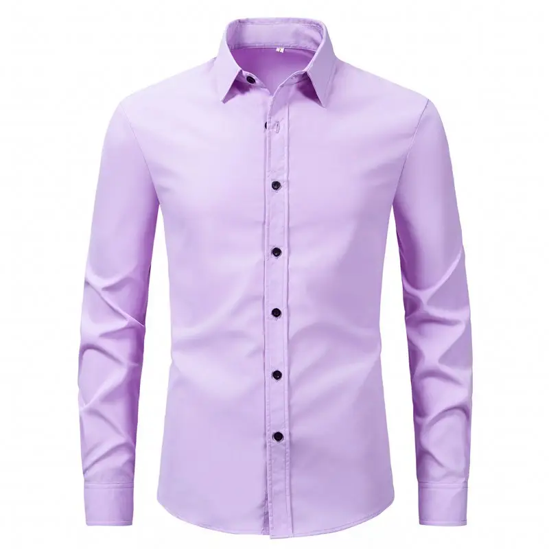Men's Purple Long-Sleeve Lapel Shirt Business Casual - Image 5